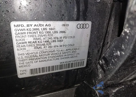 2024 Audi Q5 Premium Plus 55 Tfsi E S Line Quattro S Tronic z USA, uszkodzony, nr VIN WA1E2AFY4R2013204